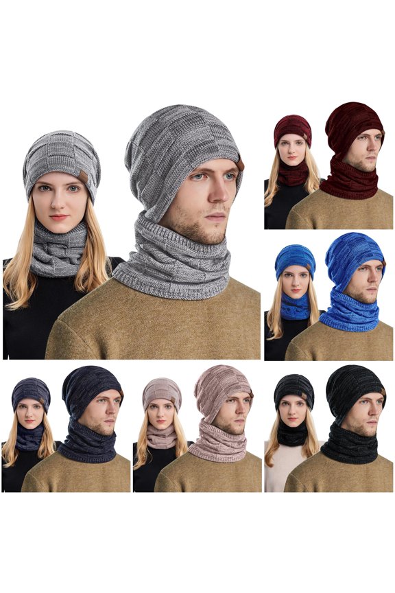 Men's and Women's Winter Knitted Windproof Hood Scarf Coif Winter Knit Hat Warm Hats for Adult Hats with Ear Men Winter Coonskin Cap Cycling Winter Hat Ear Warm Caps for Men Trooper Hats