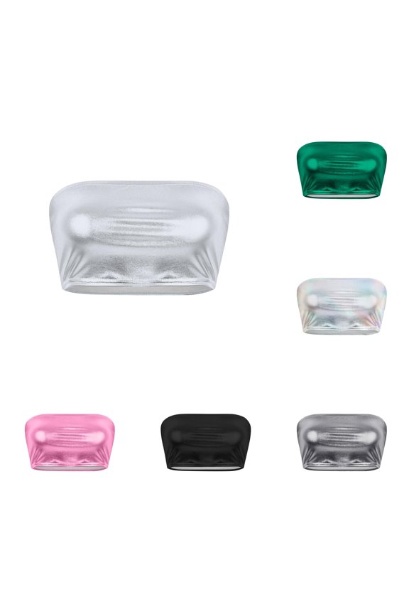Nightclub Stage Wrap Chest Leather Solid Color Bandeau Undershirt Performance Glasses Bag Organizer Tube Bra Jr Strapless Bra Scrunchy Tube Top Strapless Bodysuit for Women Festival Top