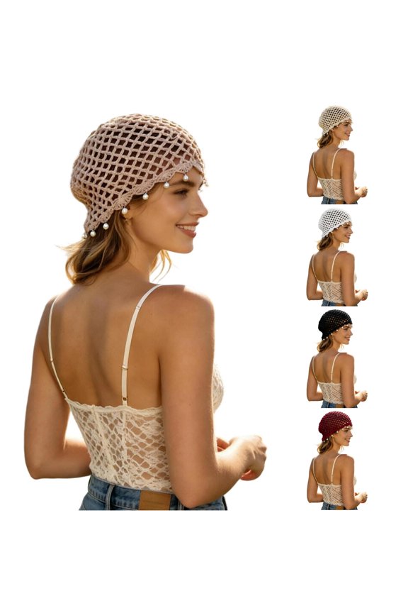 Pleated Sequin Pearl Fringed Headband Children's Hollowed Out Bohemian Ethnic Style Knitted Pullover Hat French Cap Women Sock N Tan Hats Women Painting Hats Women Blend French Girls