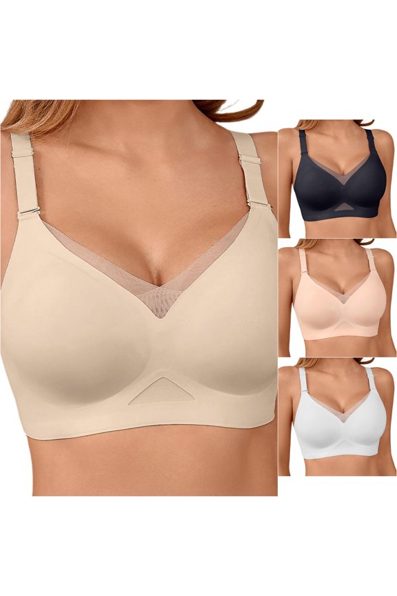 Seamless Sheer Mesh Bralette for Airy Lightweight Soft Comfort Wireless T Shirt Bra with Jelly Support and Lift Small Bras for Women Custom Sports Bra Strapless Front Buckle Lift Bra