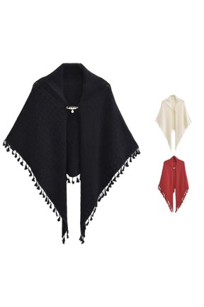 Shawl Outer Wear Literary Knitted Triangle Scarf Cloak Versatile Tassel Warm Vest for Women Formal Shawl Gorgeous Hooded Dress Womens Cloak for Women with Hood and Pockets Dress plus
