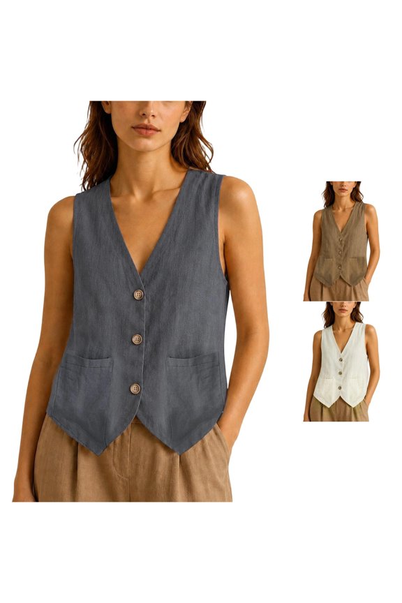 Sleeveless Vest Jacket Lightweight Casual Outerwear Solid Button Down Open Front Layering Piece Women S down Vest Lightweight Womens Vest Woman Winter Jacket Amber Vest Womens plus Vest