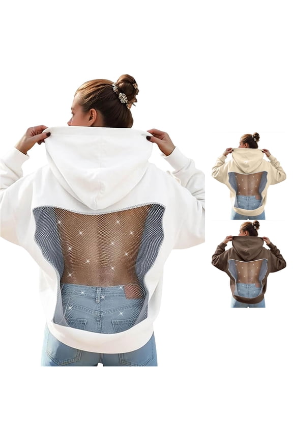 Stylish Soft Velvet Backless Mesh Hooded Sweatshirt for Cozy Autumn Winter Lightweight Knit Long Zip up Long Winter Jacket French Sweatshirt Womens Zip up Hoodie Hoodie Sweatshirt