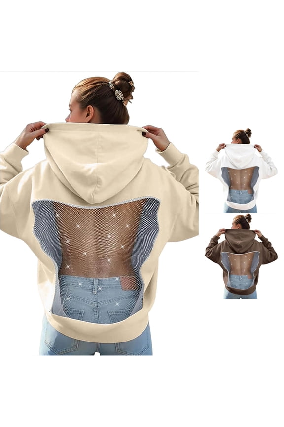 Stylish Soft Velvet Backless Mesh Hooded Sweatshirt for Cozy Autumn Winter Lightweight Knit Long Zip up Long Winter Jacket French Sweatshirt Womens Zip up Hoodie Hoodie Sweatshirt