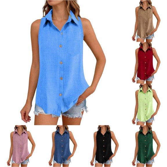 Guitiannn Tank for Sleeveless Collared Button Up Blouses Work Shirts Casual Summer T Shirt T Shirt Tops Acting Pro Skirt Three Quarter Sleeve Tops for Women Womens Band T Shirts Women Shirt Dress