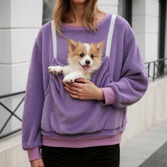 Guitiannn Women Casual Solid Pocket Long Sleeve Pet Hoodless Sweatshirt Pullover Top Junior Sweatsuits Sweatshirt Women Soft Casual Jacket Fitted Sweatshirts Women Knit Tunic Tops Women Hooded