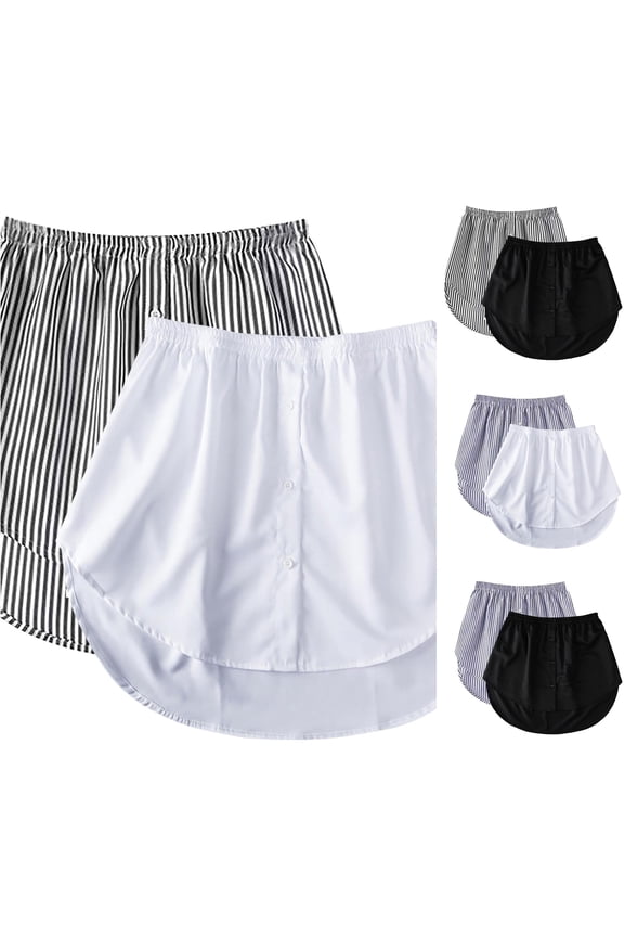 Womens 2 PCS Striped Solid Trim Extender Elastic Waist Plus Size Skirt Bathing Suit Wrap Skirt, Size M