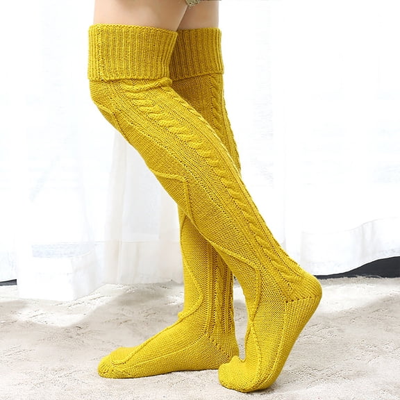 Guitiannn Womens Knee High Socks Solid Color Knitted Adjusted Calf Thick Warm Non See Through Leg Warmer Seer Suit Womens Suspender Pantyhose Jacket Netted Tights Womens Thigh High Stockings Garter