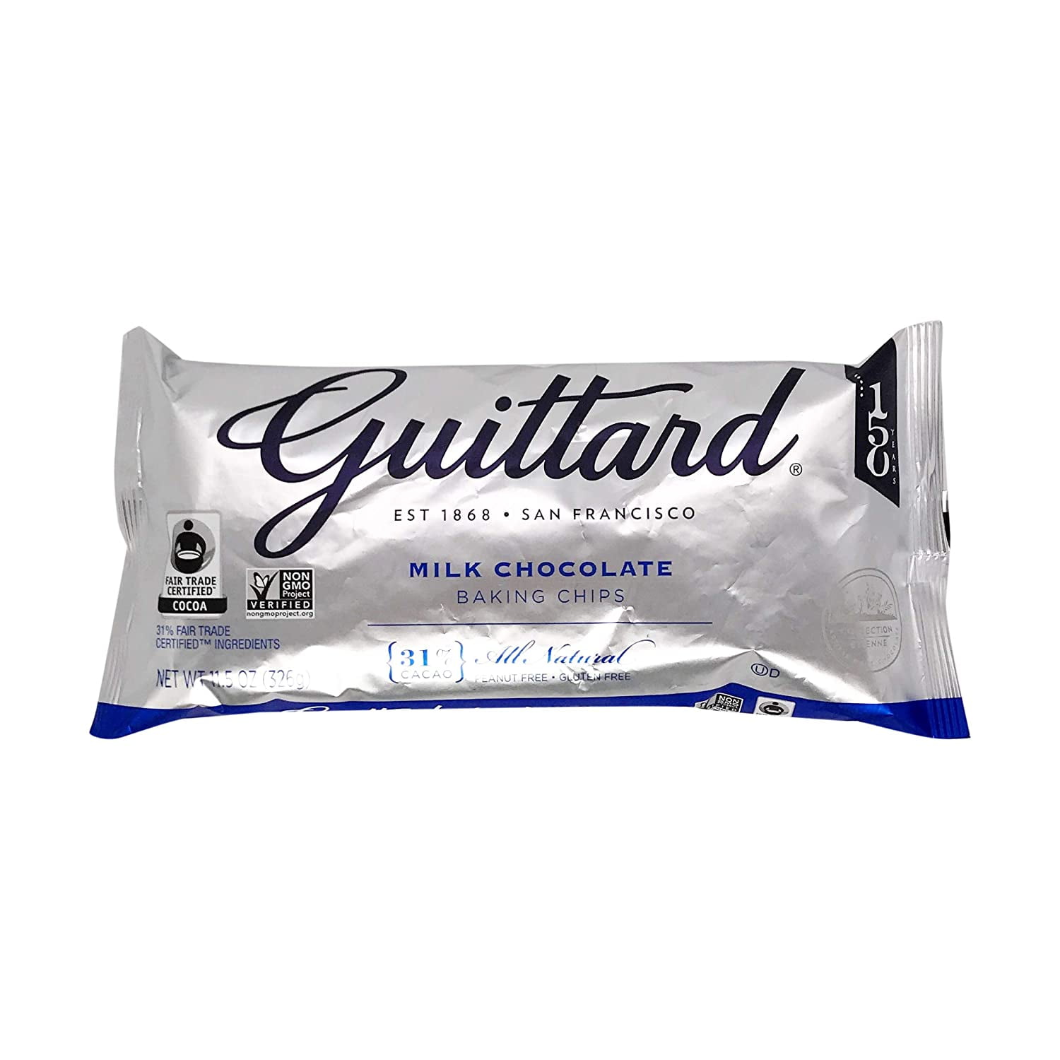 Guittard Milk Chocolate Baking Chips, 11.5 oz, Creamy Ganache, 31% ...