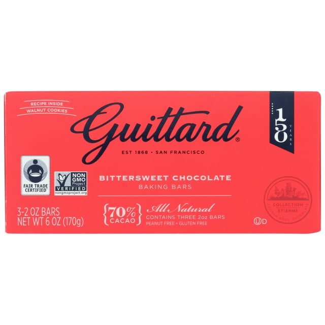 Guittard Bittersweet Chocolate Gourmet Baking Bars, 70 Cacao, Three 2 Oz. Bars