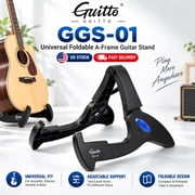 GUITTO GGS-01 Universal Foldable A-Frame Guitar Stand for Bass Guitar and Ukulele, Adjustable Portable Stand