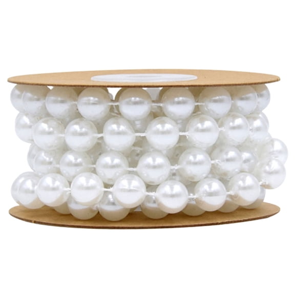 Guiyong 10MM Round String Beads Chain Garland Fixed Plastic Simulation Pearls String Bead Pendant for Wedding Jewelry Accessories Bracelet Decoration (White, 2M/Roll)