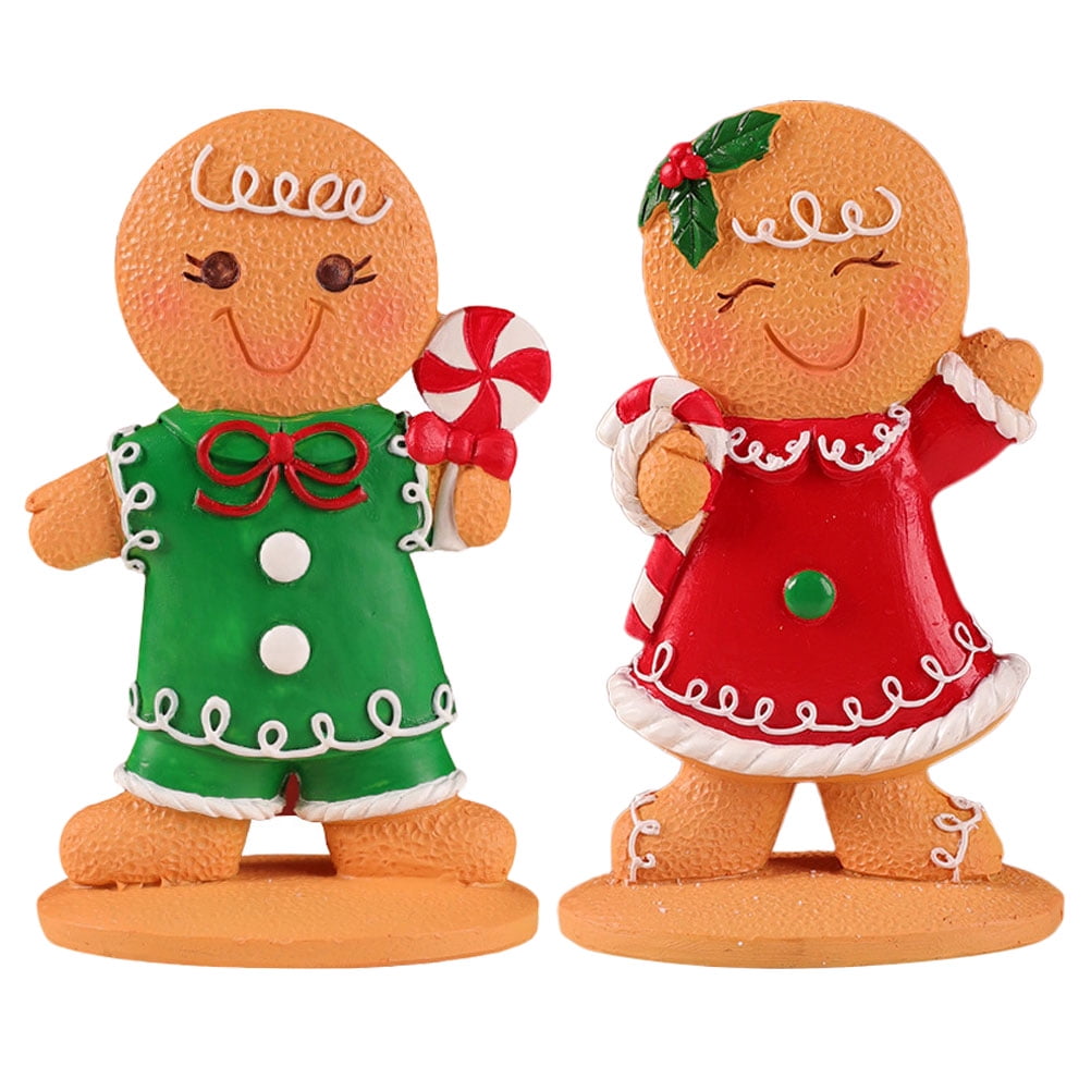 Guiyong 2Pcs Christmas Gingerbread Man Decoration Desktop Xmas Gingerbread Man Table Centerpiece