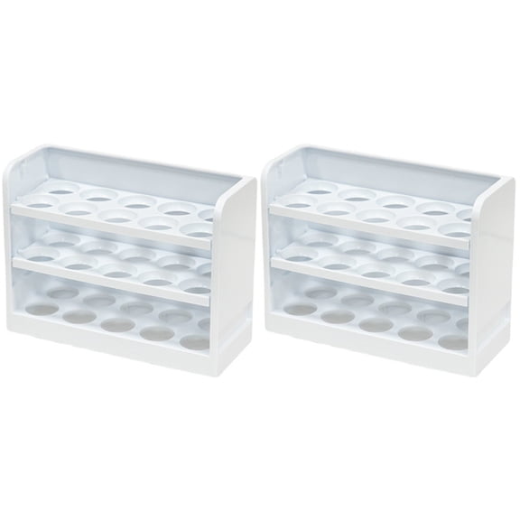 SOPOTUTU Household Egg Container White Multi-Layers for Kitchen Countertop 2Pcs