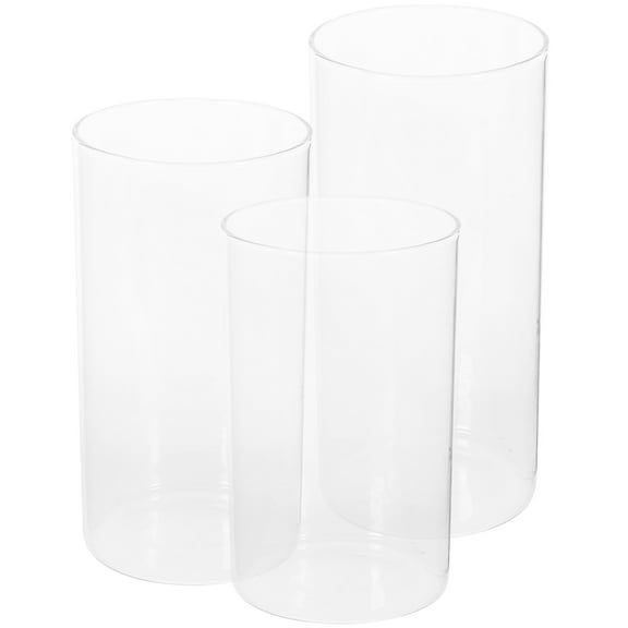 Guiyong 3Pcs Clear Glass Cylinder Candleholder Chimney Tube Pillar Candle Holder Candle Cup