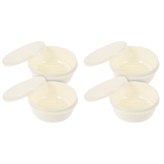 SOPOTUTU Portable White Soap Case Box for Bathroom - Draining Design, 4Pcs
