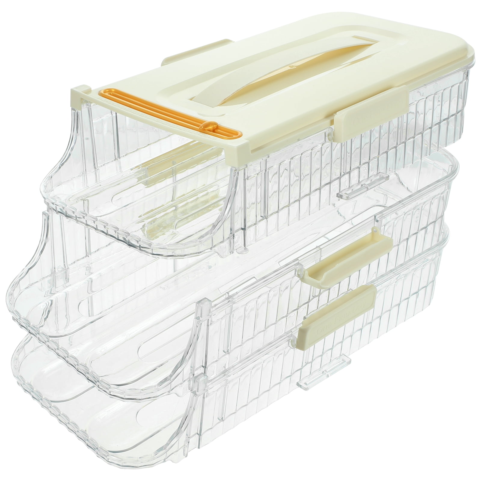 Transparent PP Egg Tray with Automatic Sliding Design for Refrigerator Home Use 3 Layers Large