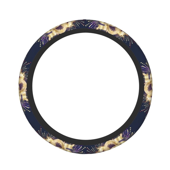 Gukieu 2025 New Year 1 Print Elastic Steering Wheel Cover, Anti-slip and Sweat-proof Car Steering Wheel Protector Cover for Cars, Vans, Trucks Car Accessories