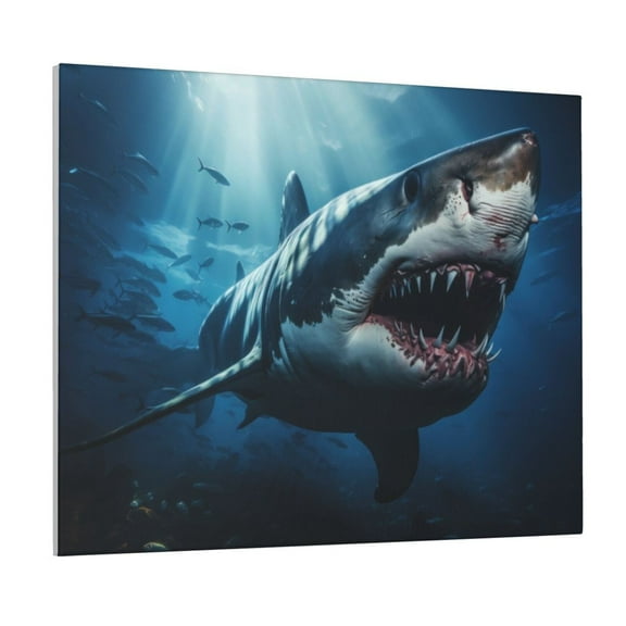 Gukieu 3D Realistic Shark Print Canvas Decorative Hanging Painting, Waterproof Art Wall Decoration with Frame, Suitable for Living Room, Bedroom