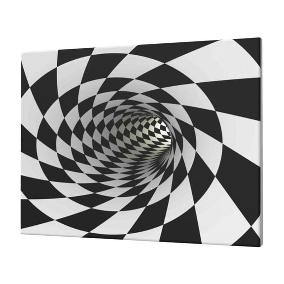 Gukieu 3D Vortex Illusion Print Horizontal Canvas Decorative Painting 12x16 Inch Shrinkage Resistant Frame Hanging Home Wall Art Decor