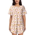 thumbnail image 1 of Gukieu 70s Retro Flowers Print Women's Short-sleeved Pajama Set, Round Neck Button Top Elastic Shorts 2-piece Set, Summer Home Leisure Clothing-X-Large, 1 of 6