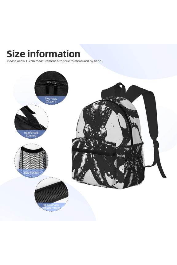 Abstract Ink Octopus Print Backpack, Waterproof Backpack with Adjustable Shoulder Straps, Suitable for Campus, Business, Travel, Unisex