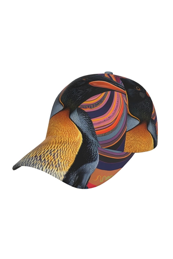 Abstract Pattern Penguin Prin Baseball Cap, Adjustable Sweat-wicking Daily,Travel, Sports Cap, Unisex