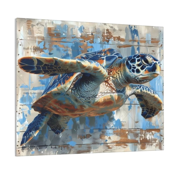 Gukieu Abstract Sea Turtle Print Canvas Decorative Hanging Painting, Waterproof Art Wall Decoration with Frame, Suitable for Living Room, Bedroom
