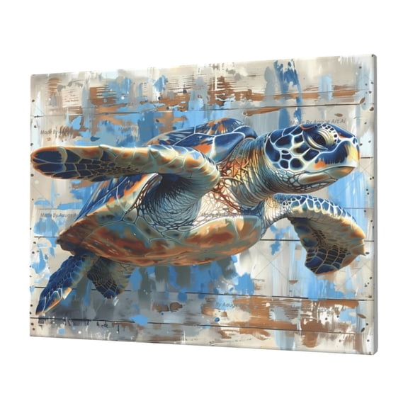 Gukieu Abstract Sea Turtle Print Horizontal Canvas Decorative Painting 12x16 Inch Shrinkage Resistant Frame Hanging Home Wall Art Decor