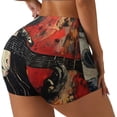 thumbnail image 1 of Gukieu Abstract Skull Guitar Art Print Women's Sports Shorts, Elastic Waist High Stretch Running Yoga Gym Sweatpants-X-Large, 1 of 8