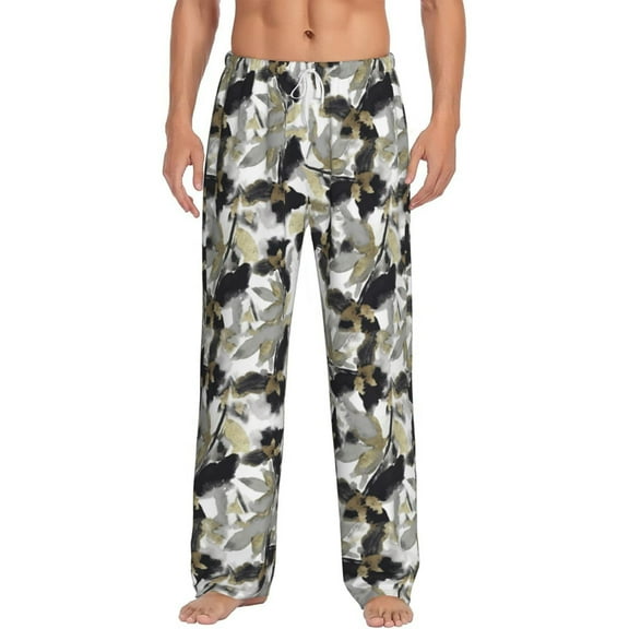 Gukieu Abstract Watercolor Print Men's Home Trousers, Elastic Drawstring Home Pajamas Clothing Suitable for Adult Men-Small