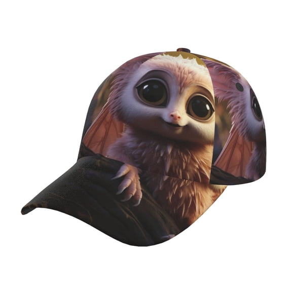 Gukieu Adorable Fluffy Bat Prin Baseball Cap, Adjustable Sweat-wicking Daily,Travel, Sports Cap, Unisex