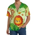 thumbnail image 1 of Gukieu African Animals in the Jungle Print Men's Short-sleeved Shirts, Button-down Pocket Shirts, T-shirts, Beach Vacation Travel Summer Clothing-X-Large, 1 of 5