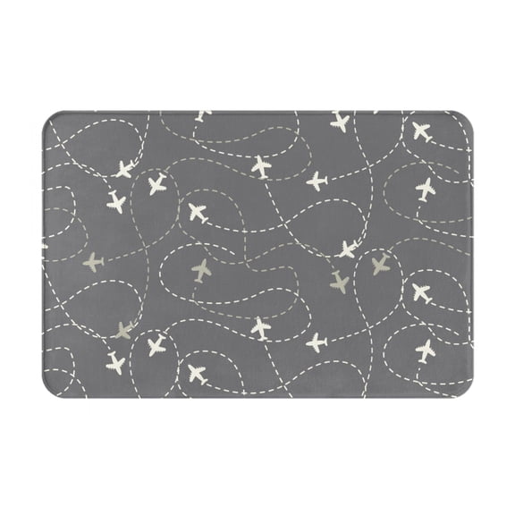 Gukieu Airplane Routes Around The World Print Dust-proof Floor Mats, Water-absorbent and Non-slip Flannel Door Mats 16x24in, Home Decoration Suitable for Kitchen, Bathroom, Garage