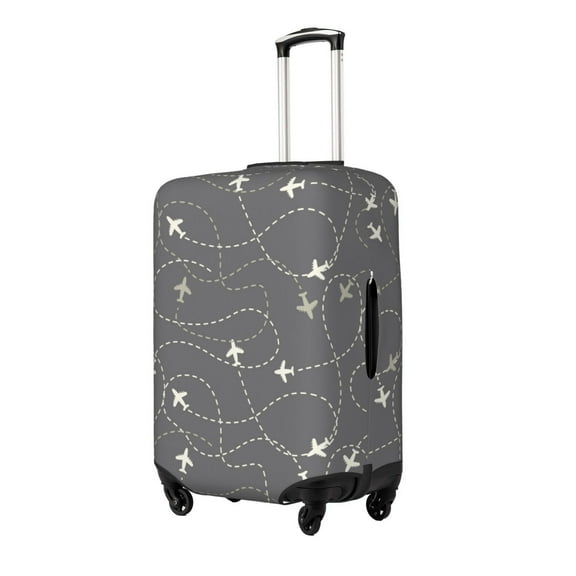 Gukieu Airplane Routes Around The World Print Suitcase Protective Cover, Elastic Zipper Buckle Suitcase Protective Cover, Suitable for Travel, Business Trip-Small