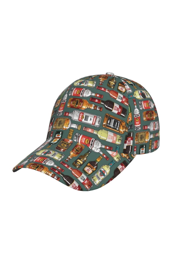 Alcohol Bottles Prin Baseball Cap, Adjustable Sweat-wicking Daily,Travel, Sports Cap, Unisex