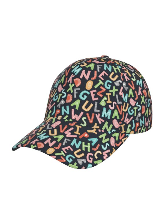 Alphabet Prin Baseball Cap, Adjustable Sweat-wicking Daily,Travel, Sports Cap, Unisex
