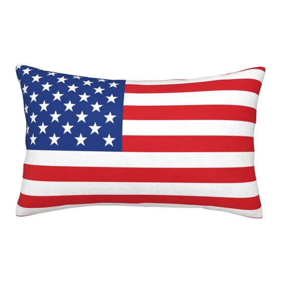 Gukieu America Flags3 Print Plush Pillow Cover, Hidden Zipper Pillow Protector without Pillow Core, Suitable for Bedroom, Office, Car Decoration-14"x20"