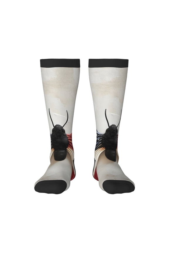 American Flag Butterfly Wall Print Contrast Color Stockings, Elastic Sports Socks Warm Socks Clothing Accessories, Adult Unisex