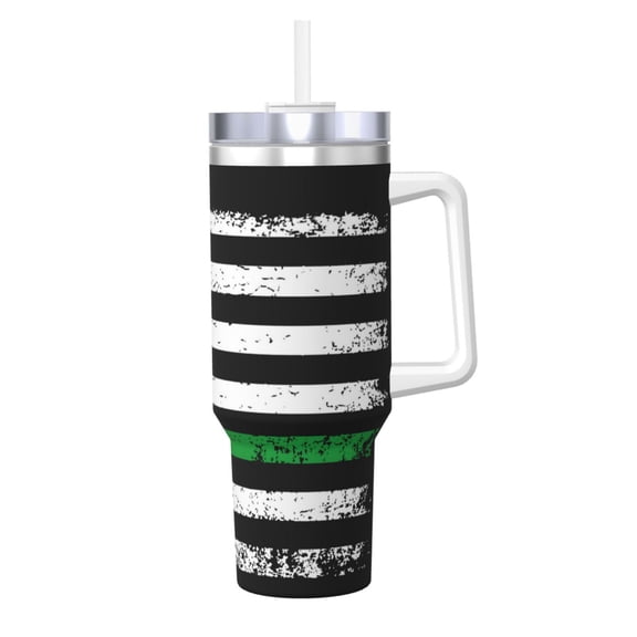 Gukieu American Flag Print 40OZ Ice Cup, Stainless Steel Vacuum Kettle with Handle Suitable for Hot and Cold Drinks, Travel, Fitness