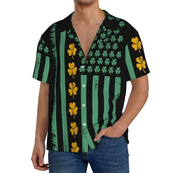 Gukieu American doctor Print Men's Short-sleeved Shirts, Button-down Pocket Shirts, T-shirts, Beach Vacation Travel Summer Clothing-Small