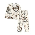 thumbnail image 1 of Gukieu Anchor with Rope Print Women's Long Sleeve Pajama Set, Button Top Elastic Pocket Pajama Pants Two Piece Set Home Wear-Small, 1 of 7