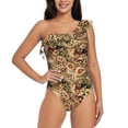 thumbnail image 1 of Gukieu Animal Leopard Print One-shoulder Ruffled One-piece Swimsuit with Removable Chest Pads and Tummy-control Swimsuit for Women-Medium, 1 of 6