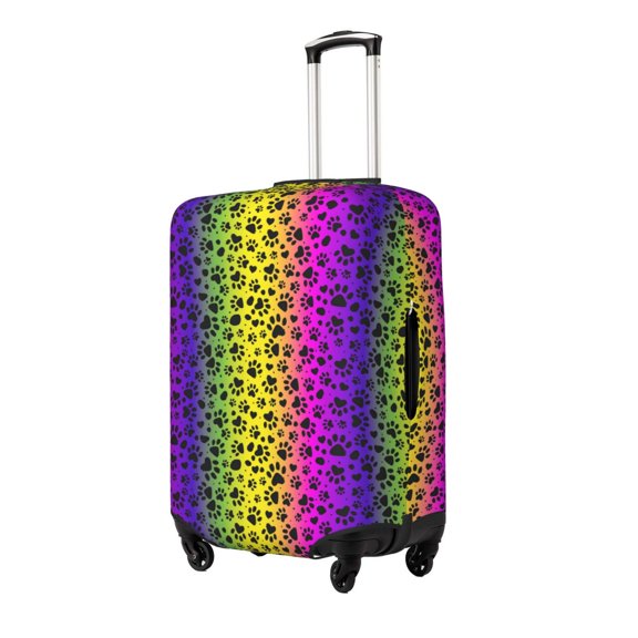 Gukieu Animal Paw Rainbow Print Suitcase Protective Cover, Elastic Zipper Buckle Suitcase Protective Cover, Suitable for Travel, Business Trip-Medium
