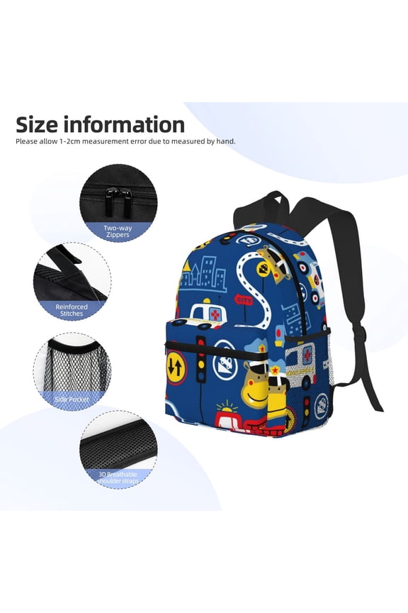 Animals Rescue Team Print Backpack, Waterproof Backpack with Adjustable Shoulder Straps, Suitable for Campus, Business, Travel, Unisex
