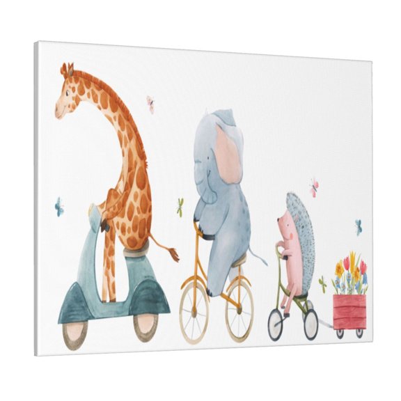 Gukieu Animals in Transport Print Canvas Decorative Hanging Painting, Waterproof Art Wall Decoration with Frame, Suitable for Living Room, Bedroom