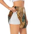thumbnail image 1 of Gukieu Antique Map Adventure Scene Print Women's Sports Shorts with Drawstring Elastic Waistband for Running, Yoga, Fitness-Medium, 1 of 7