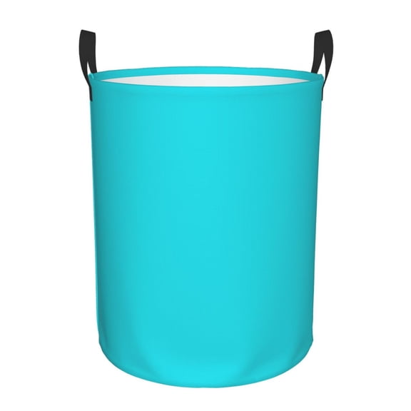 Gukieu Aqua Print Round Dirty Clothes Bag, Waterproof Standing Home Bathroom Storage Basket Car Trunk Storage Bag-Small