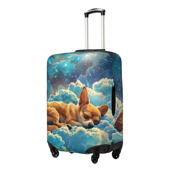 Gukieu Artistic Starry Sky Cloud Dog Print Suitcase Protective Cover, Elastic Zipper Buckle Suitcase Protective Cover, Suitable for Travel, Business Trip-Small