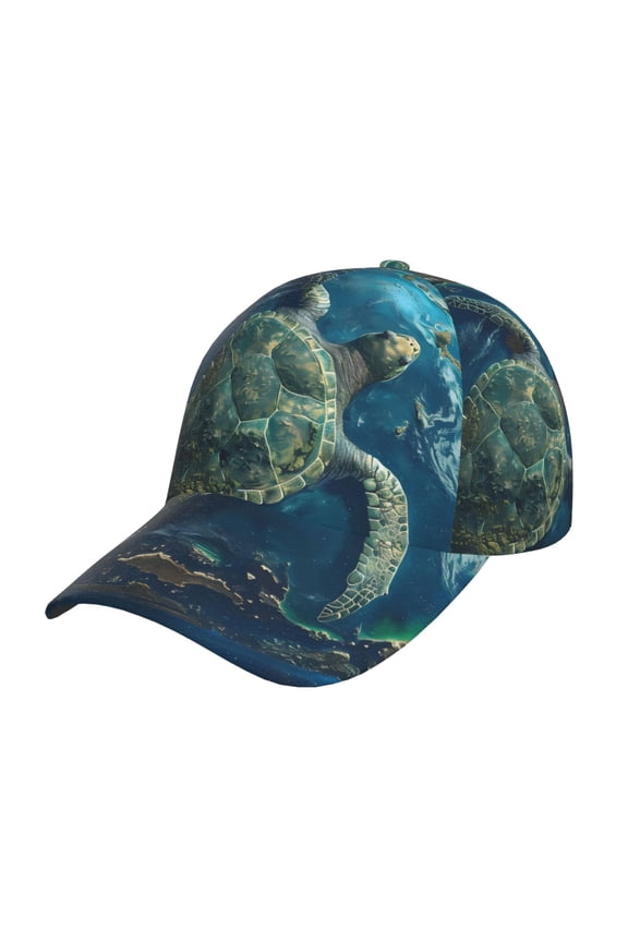 Artistic Turtle Earth Prin Baseball Cap, Adjustable Sweat-wicking Daily,Travel, Sports Cap, Unisex